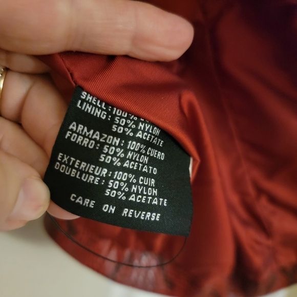 Siena Studio Red Snakeskin Paterned Leather Jacket Size Medium - Picture 9 of 11